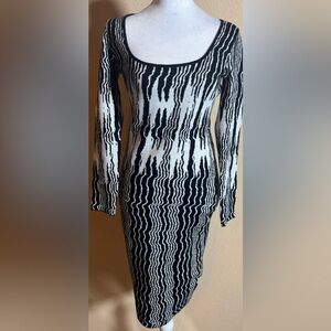 No Commrnt Stylish Black and White Patterned Dress